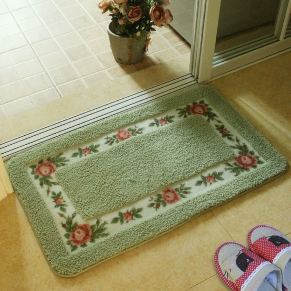 Floral Border Absorbent Bath Mat