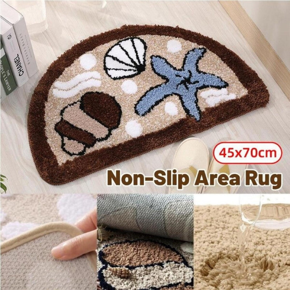 Fluffy Semicircle Non-Slip Bath Mat