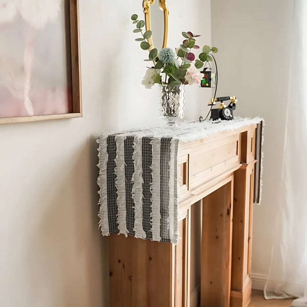 Frayed Fabric Strips Table Runner