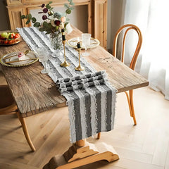 Frayed Fabric Strips Table Runner