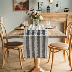 Frayed Fabric Strips Table Runner
