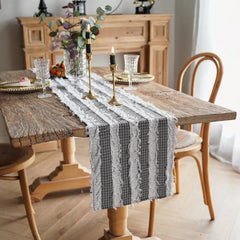 Frayed Fabric Strips Table Runner