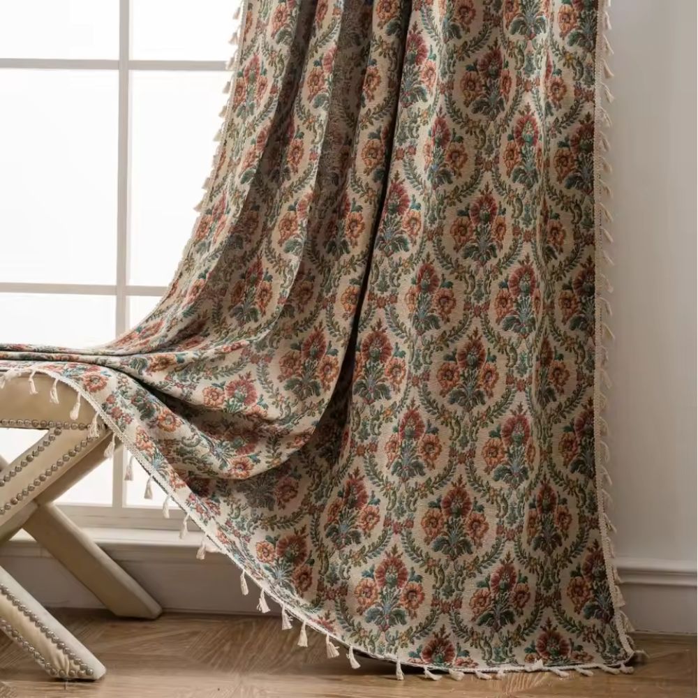 French Vintage Floral Tapestry Curtain