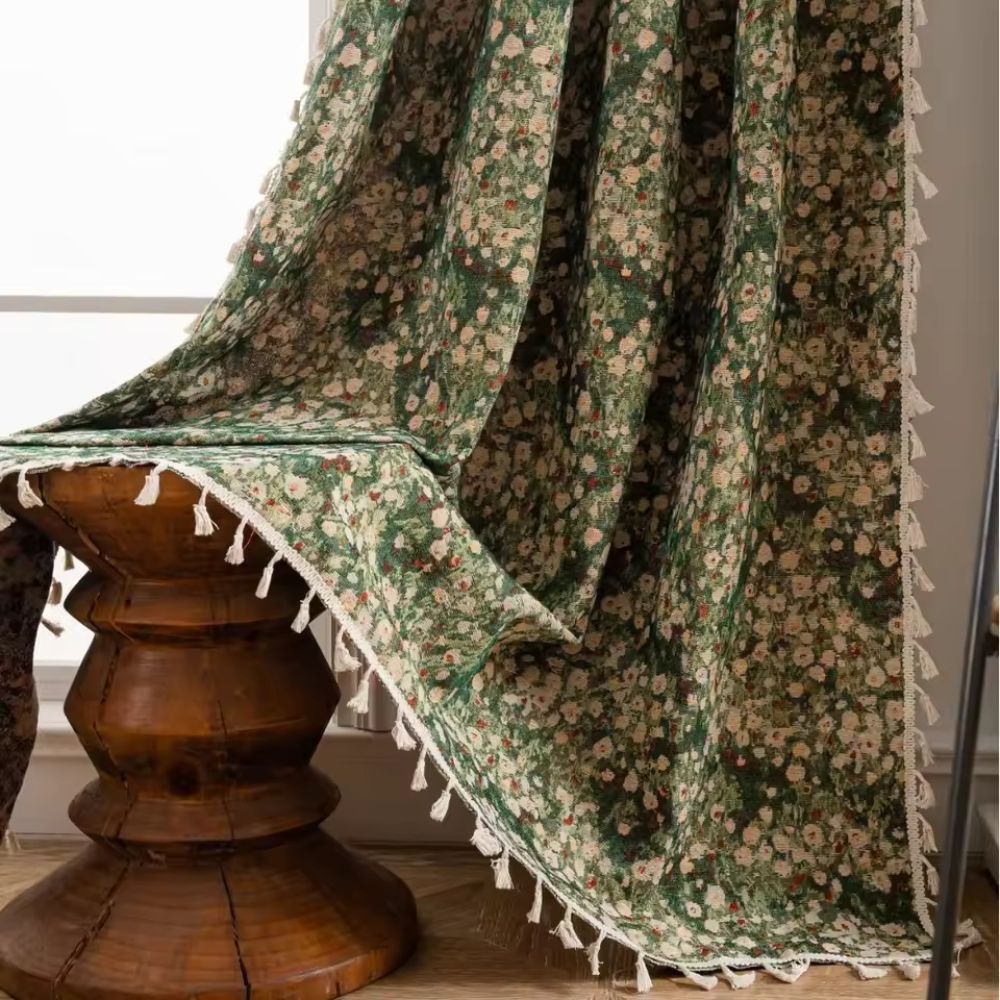 French Vintage Floral Tapestry Curtain