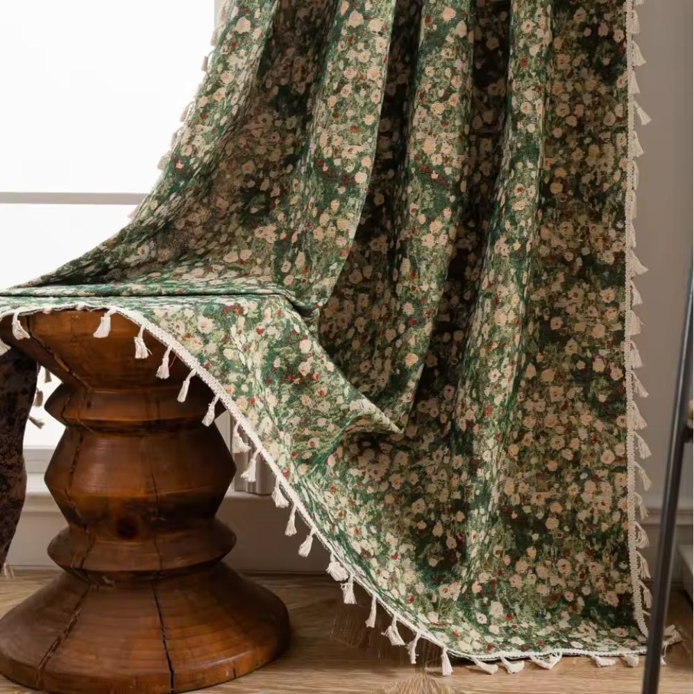 French Vintage Floral Tapestry Curtain