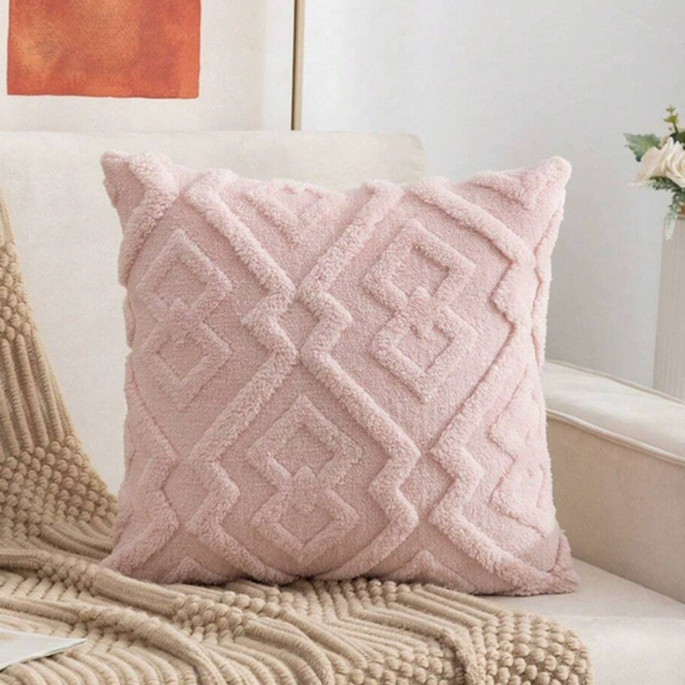 Fuzzy Diamond Pattern Cushion Cover