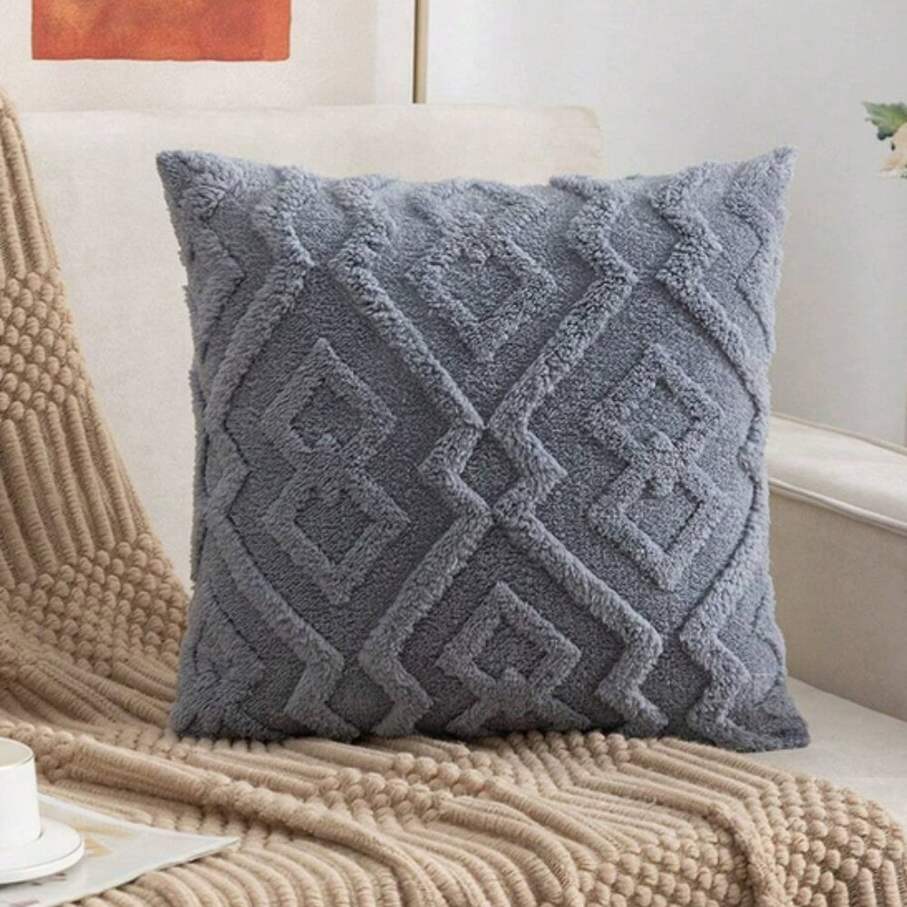 Fuzzy Diamond Pattern Cushion Cover