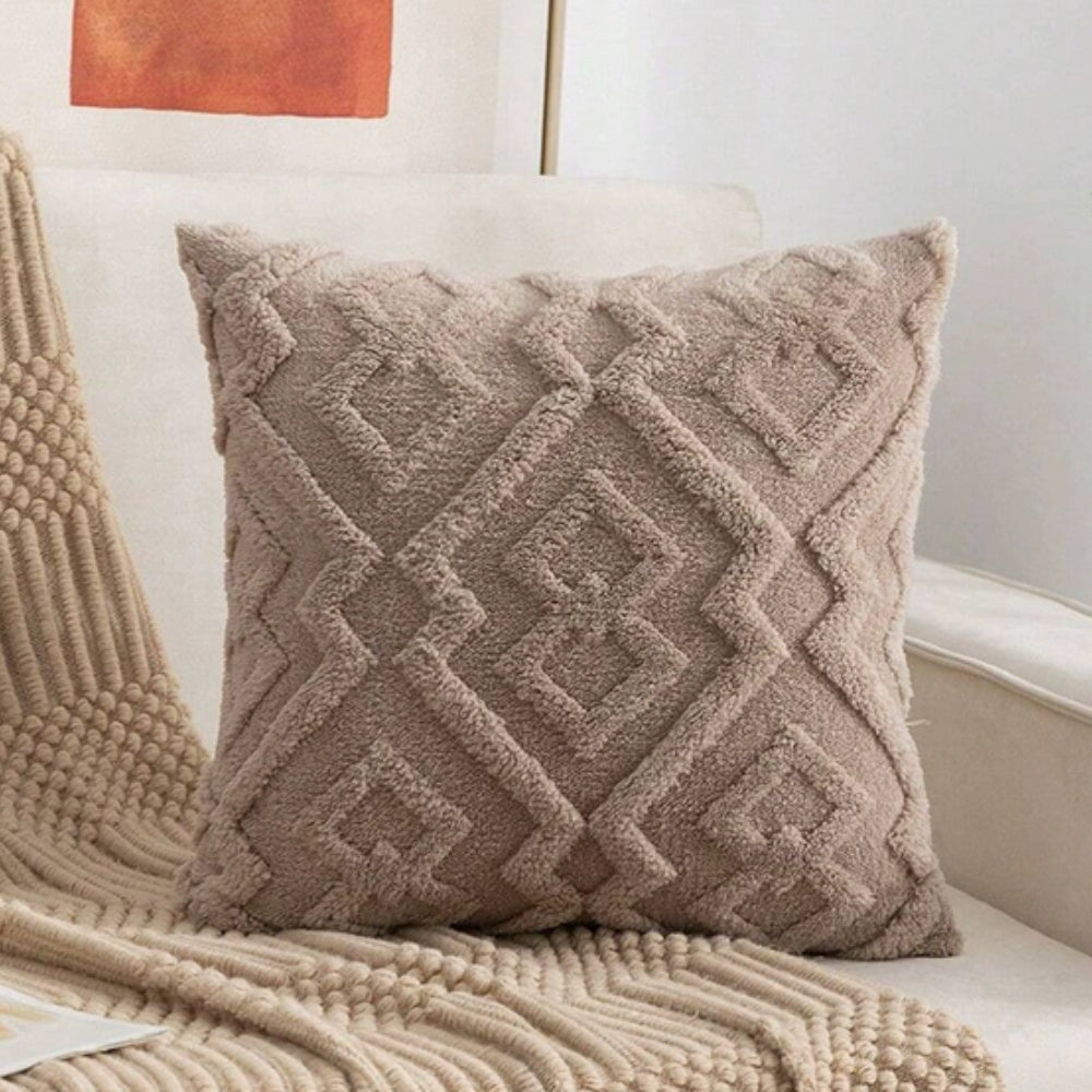 Fuzzy Diamond Pattern Cushion Cover