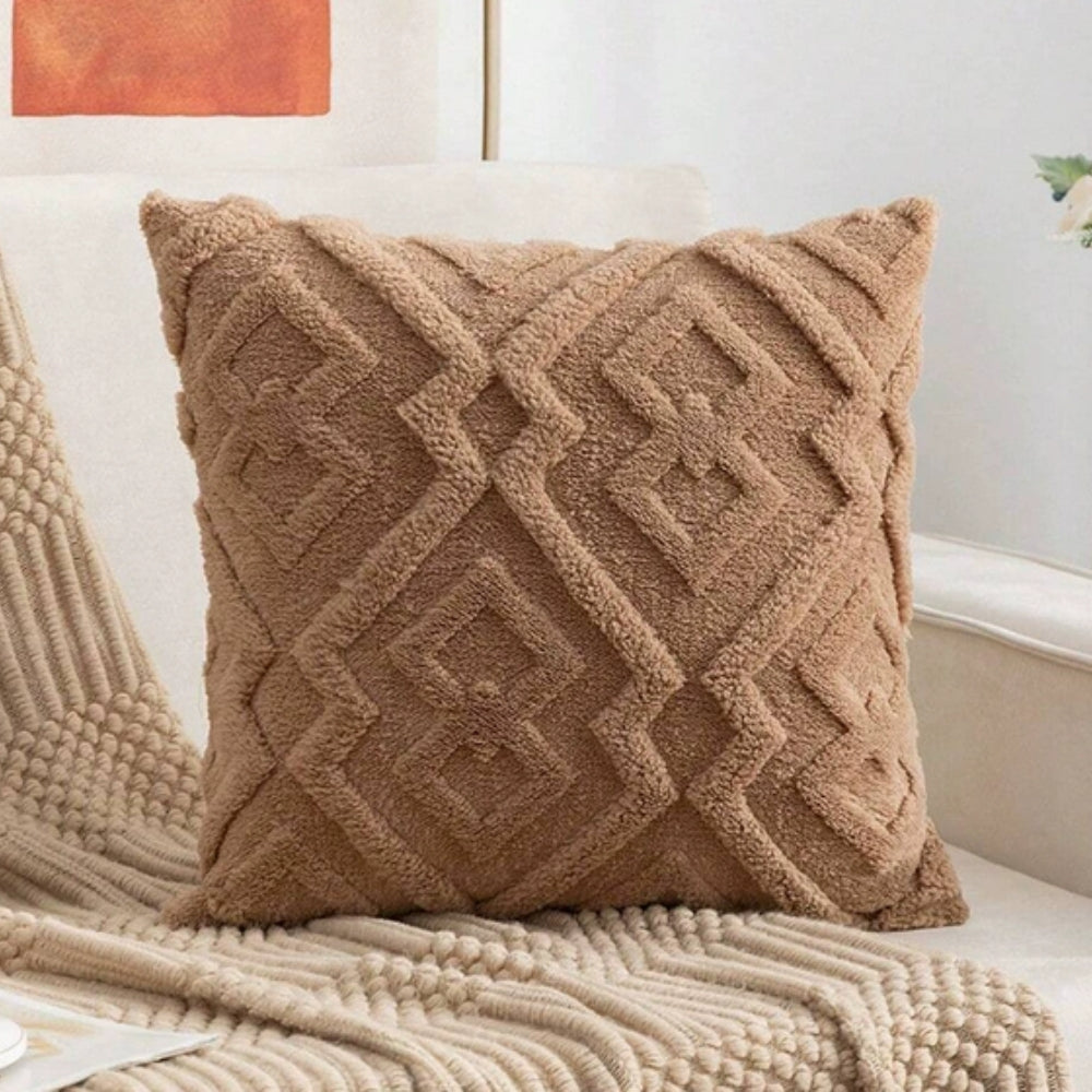 Fuzzy Diamond Pattern Cushion Cover