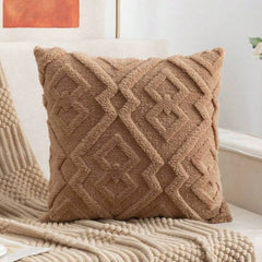 Fuzzy Diamond Pattern Cushion Cover