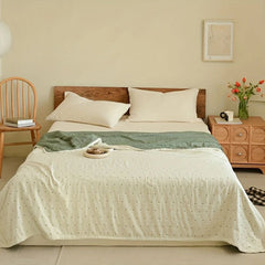 Heart Stitched Double-Spliced Cotton Gauze Blanket
