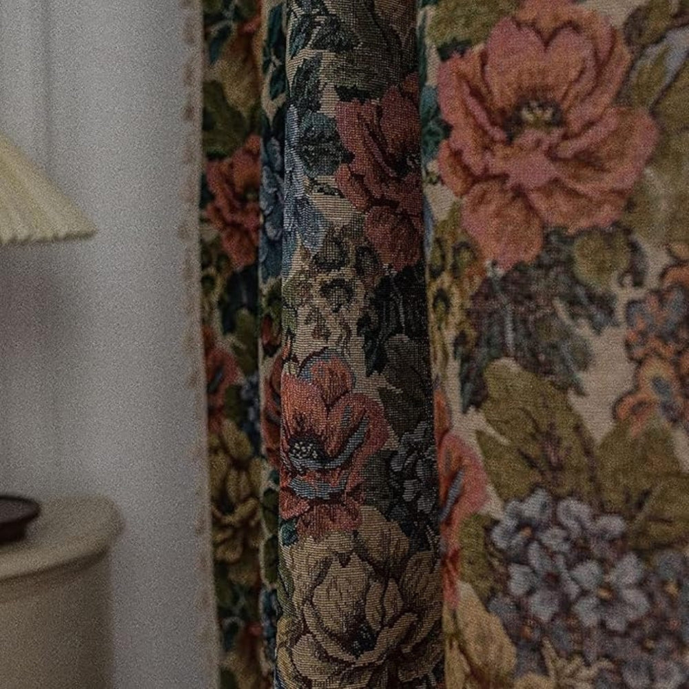 Heritage Rose Bloom Tassels Curtain