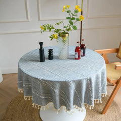 Leafline Embroidered Round Tablecloth